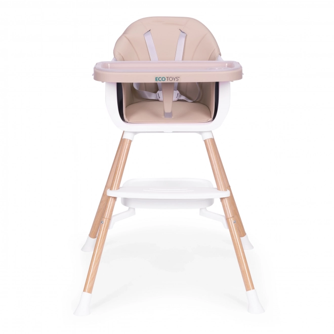 Otroški stol za hranjenje 2v1 bež Eco Toys
