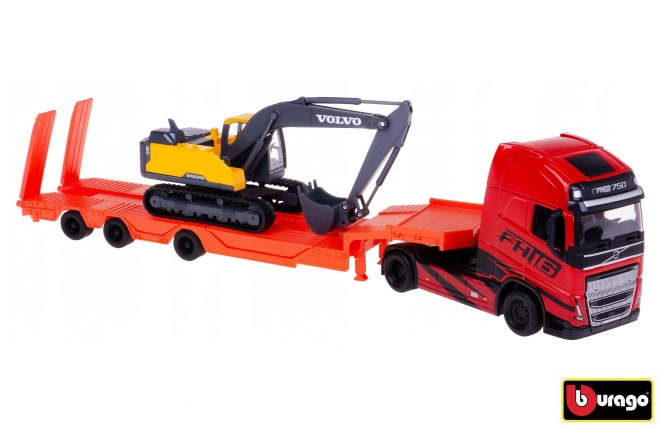 Kamion Construction z bagrom Volvo