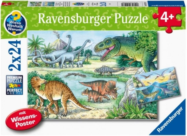 Sestavljanka Svet dinozavrov 2x24 koščkov od Ravensburgerja