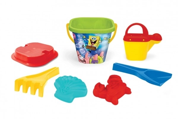 Set za pesek 7 kosov plastika SpongeBob 3 barve v mreži 19x27x19 cm 12m+ Wader