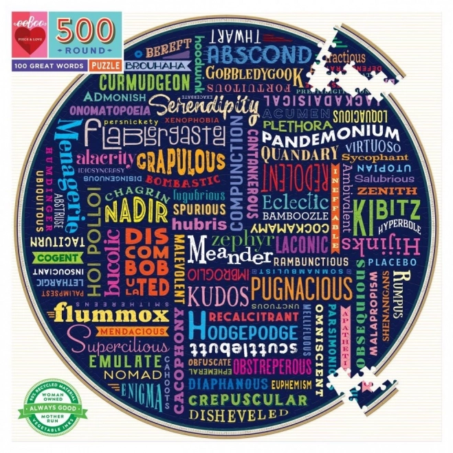 Okrogla sestavljanka 100 odličnih besed 500 kosov