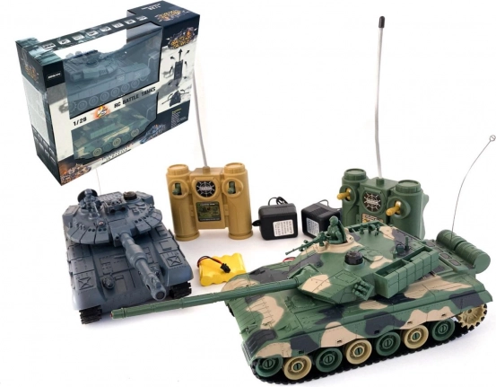 Komplet RC tankov 2 kosa 33 cm z zvokom in svetlobo, polnilni paket, bitka