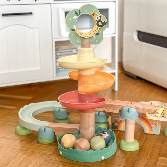 Tooky Toy Lesena Kroglična Proga z Ksilofonom 44 kos