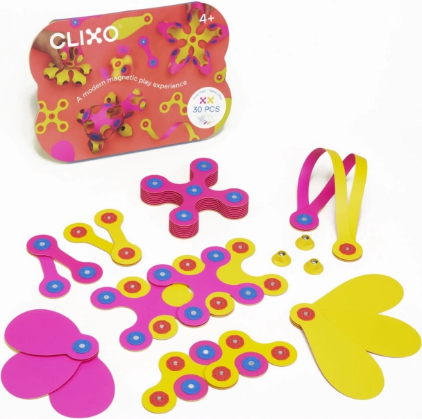 Magnetni bloki Clixo Crew paket, roza in rumena