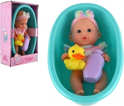 Dojenček punčka za v banjico z dodatki 26 cm