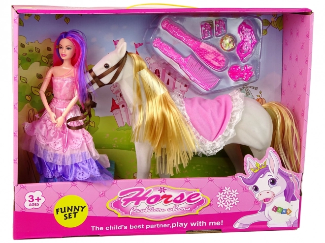 Lutka princesa z belim konjem