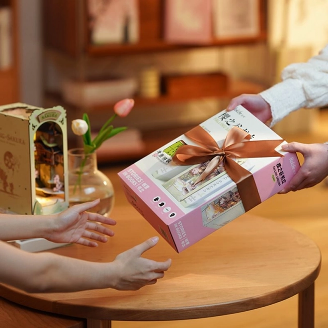 RoboTime 3D Puzzle Knjižna Držala "Padajoča Sakura" (lesena)