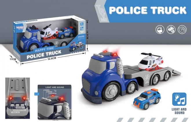 Woopie modri policijski priklopnik City Truck z svetlobnimi in zvočnimi efekti