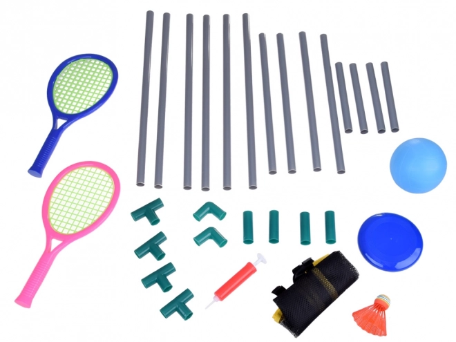 Športni set 3v1: Mreža za odbojko, komplet za badminton, leteči disk