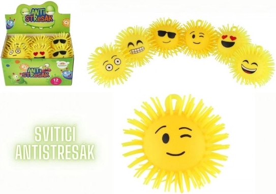 Antistresna silikonska žogica smeško 8 cm s svetlobo