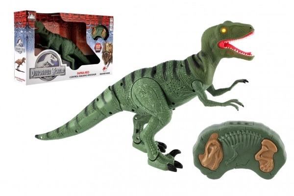 Hodeči IC velociraptor plast 50cm na baterije z zvokom in svetlobo v škatli 53x32,5x12cm