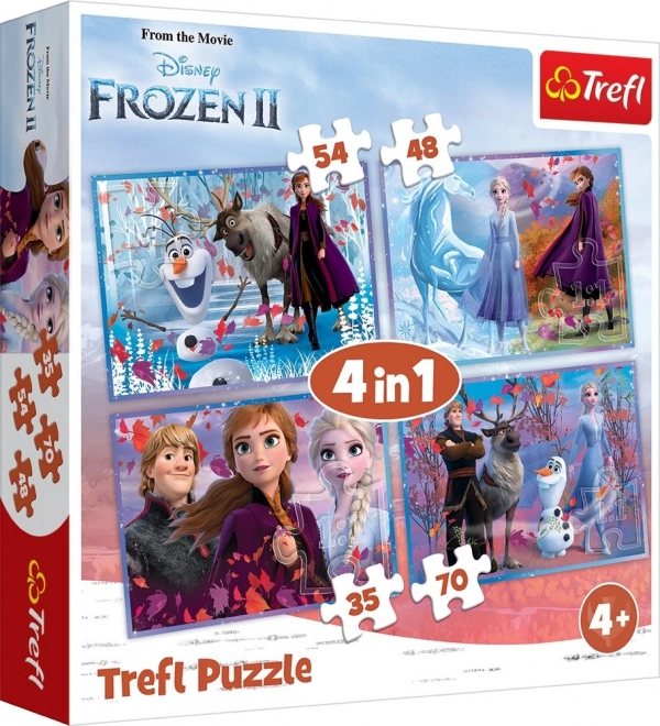 Sestavljanka 4v1 Ledeno kraljestvo II/Frozen II v škatli 28x28x6cm