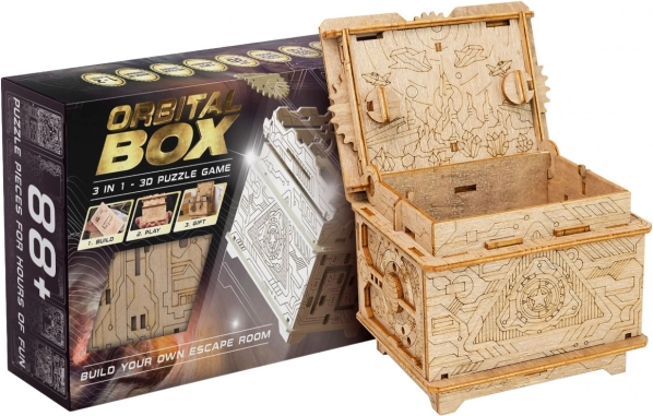 Lesena mehanska uganka ESCAPEWELT ORBITAL BOX – 3D sestavljanka