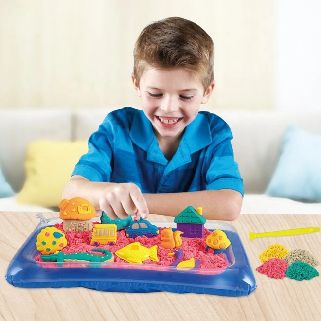 Čarobni kinetični pesek Woopie 0,8 kg - set v košari s kalupi