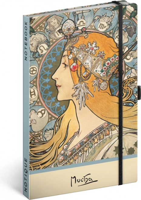 Beležnica Alfons Mucha – Zodiak, pikčasta 13 × 21 cm