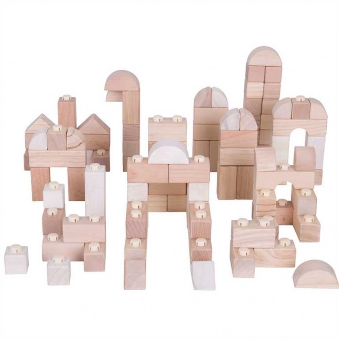 Bigjigs Baby Lesene Spojkostke - Naravni set 100 kosov