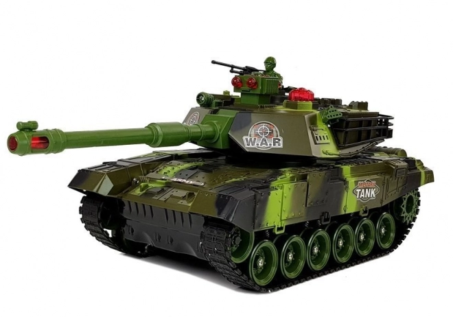 Velik R/C 2,4 Ghz daljinsko voden tank Luči Zvok Streljanje Zelena
