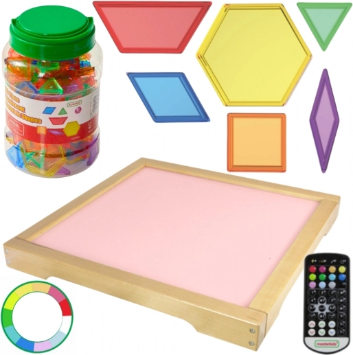 Svetlobna LED plošča Masterkidz z daljinskim upravljalnikom in Montessori bloki 140 kos.