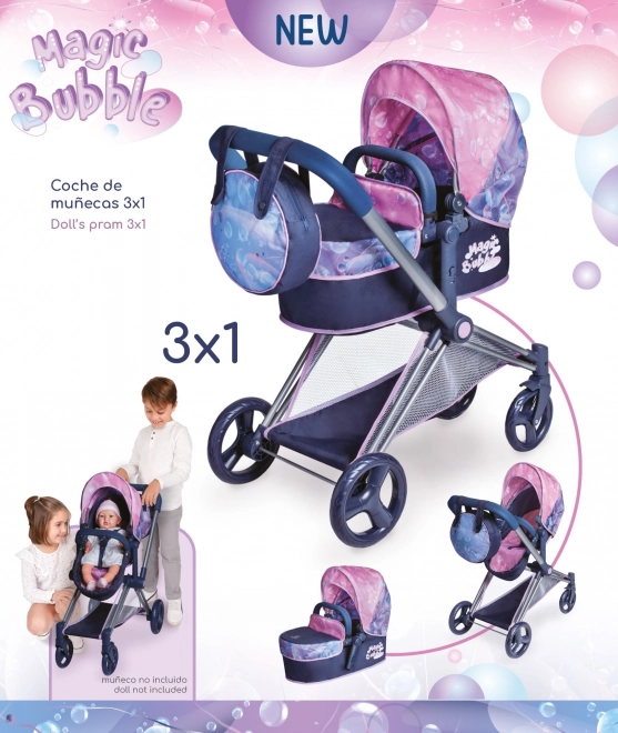 DeCuevas 81776 Zložljiv voziček za punčke 3 v 1 z vrečko Magic Bubble 2024 - 73 cm