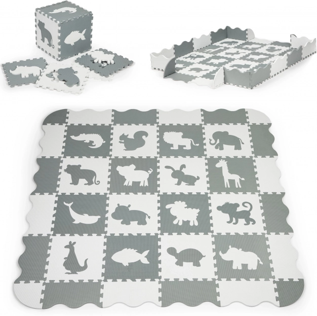 Pena podloga z ograjico Puzzle suhi bazen 36 kosov Ecotoys