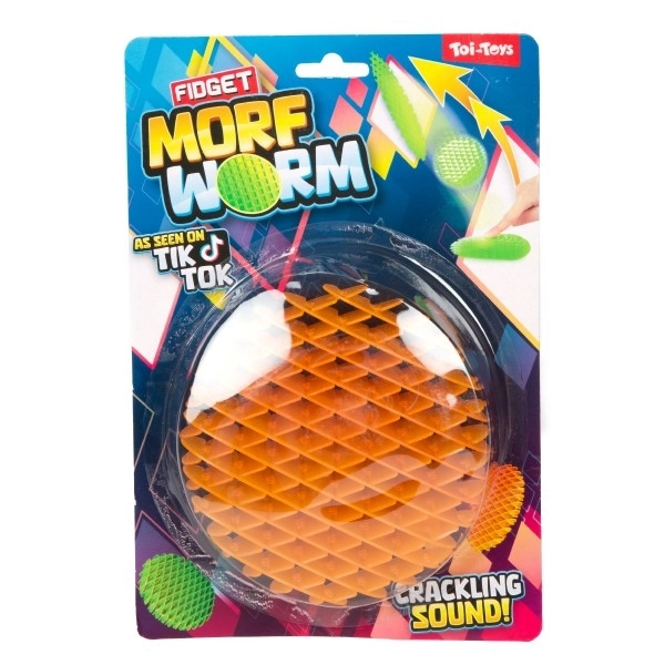 Fidget črv spreminjajoče oblike antistresna plastika 13cm 6 barv na kartici
