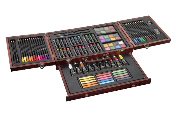 Set za slikanje - Art box kreativni set 103 kosov v lesenem kovčku v škatli 39x27x9cm