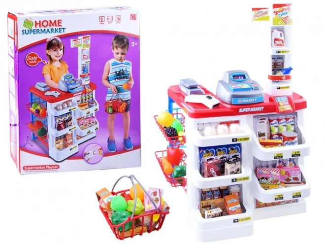 Otroški supermarket z blagajno in čitalcem