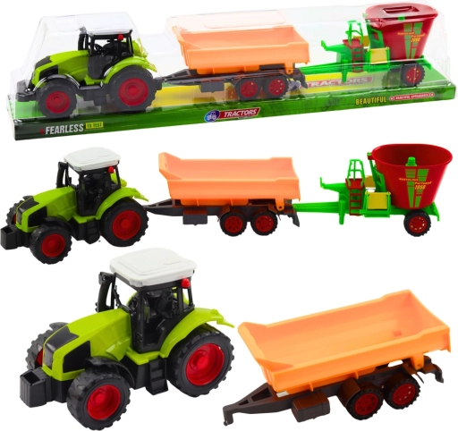 traktor z nagibnim priklopnikom in krmilnim vozom – set za male kmete