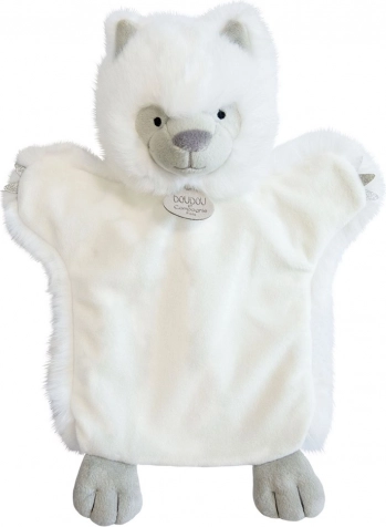 Plišasta lutka na roko Beli volk 25 cm
