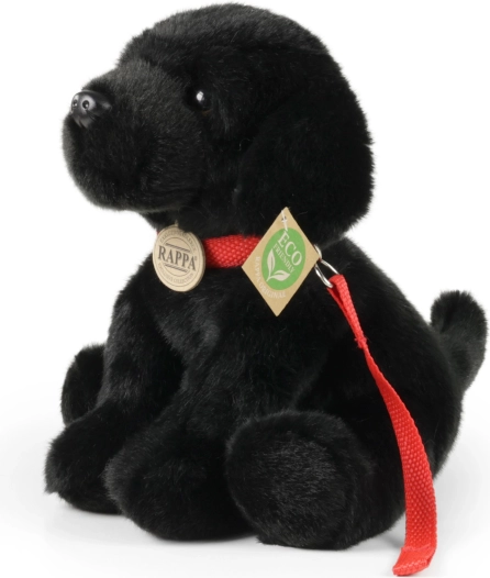 Rappa plišasti labrador črne barve z povodcem 28 cm, okolju prijazen