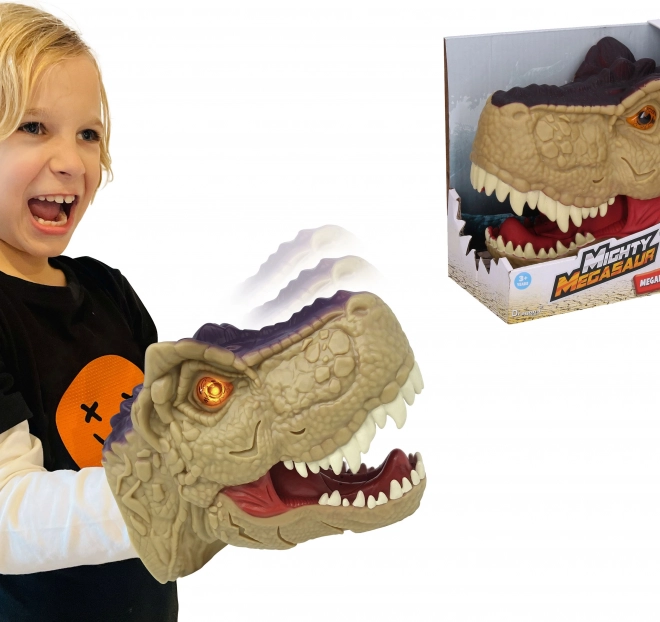 Dinozavrova glava z učinki na roko 20 cm