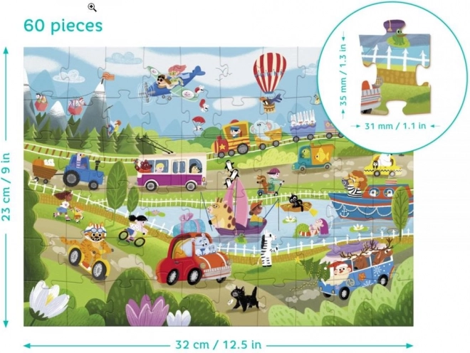 DODO Puzzle Prevoz na podeželju 60 delov