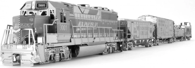metal earth 3d kovinski model vlakovna garnitura z lokomotivo in 4 vagoni deluxe set