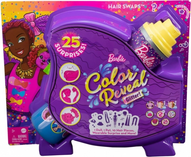 Barbie Color Reveal oblikovanje pričeske z bleščicami – vijolična izdaja