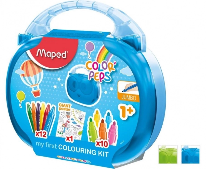 Ustvarjalni komplet za majhne otroke kovček s barvicami Colorpeps Jumbo Maped označevalci