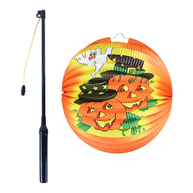 Lampijon Halloween vesela buča 15 cm z lučko 40 cm