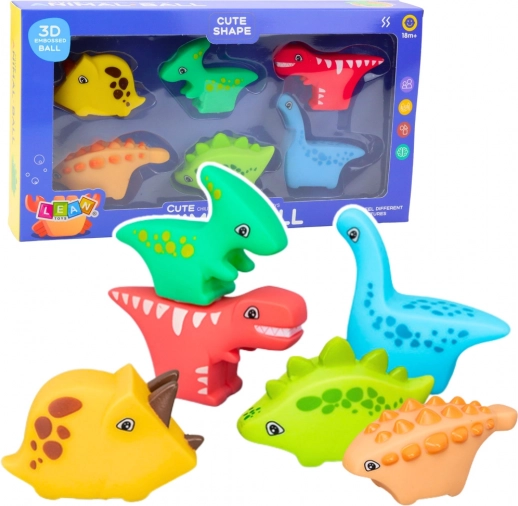 Komplet gumijastih kopalnih igrač Dino World, 6 kosov