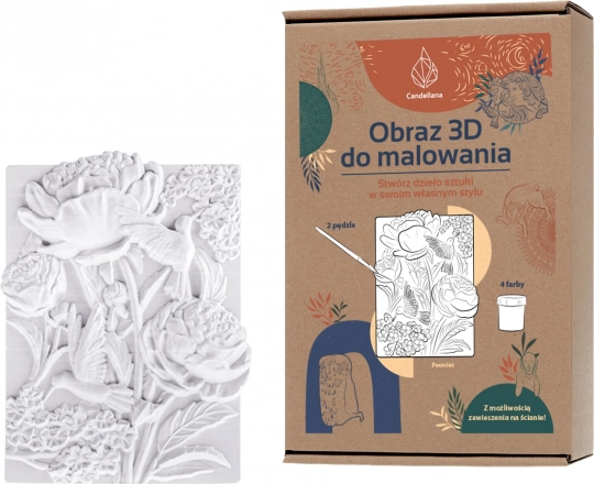 Candellana mavrične 3D pobarvanke iz mavca – cvetovi potonike, komplet z barvami in čopiči