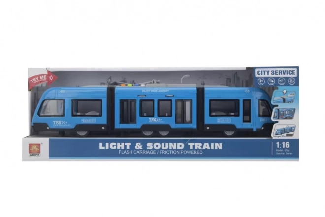 Tramvaj na vztrajnik modra merilo 1:16