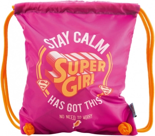 Rožnata športna vreča Super Girl z zategovanjem