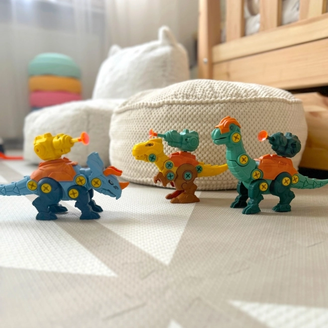 Woopie komplet dinozavri za vijačenje 3 kosi gradbeni komplet s kovčkom in vrtalnikom z izvijačem