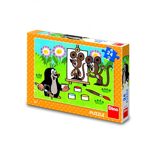 Sestavljanka Krtek s slikarjem 26x18cm 24kos v škatli 27x19x4cm