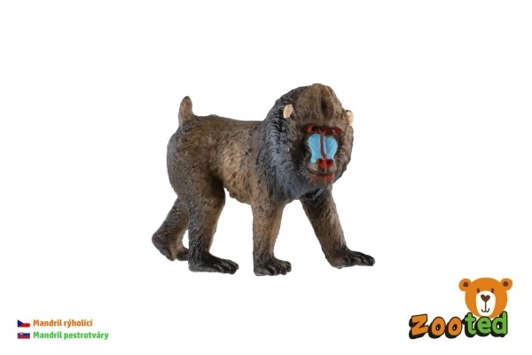 Mandril barvaste samec plastičen 7cm v vrečki