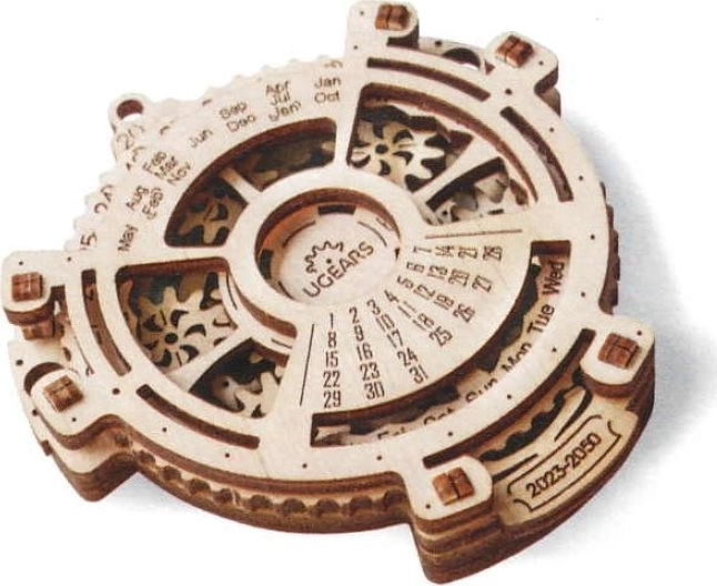 Leseni mehanski koledar UGEARS – 3D sestavljanka