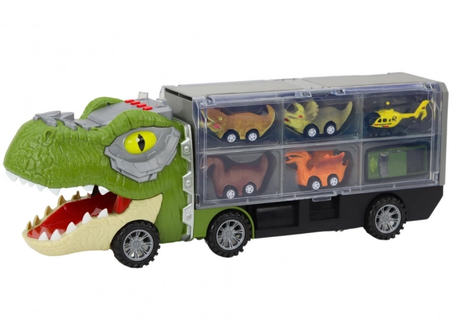 Dinozaver Transportni Kamion 6 kos Luči Zvoki Zelena