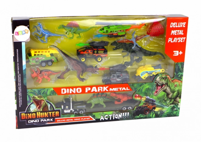 Set vozil Helikopter Dinosavri 8 delov Barvno