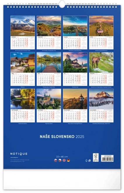 Stenski koledar Naše Slovensko 2025, 33 x 46 cm