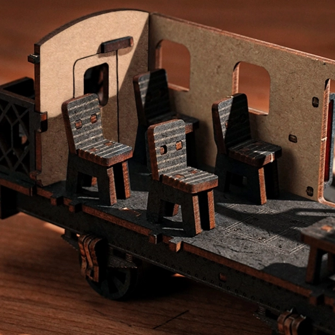 RoboTime 3D lesena zloženka Vintage parna lokomotiva