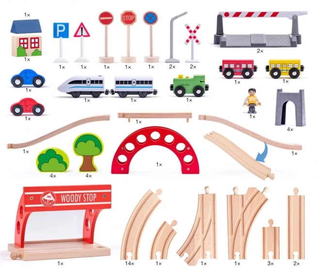 Woody železniška steza z električnim vlakcem