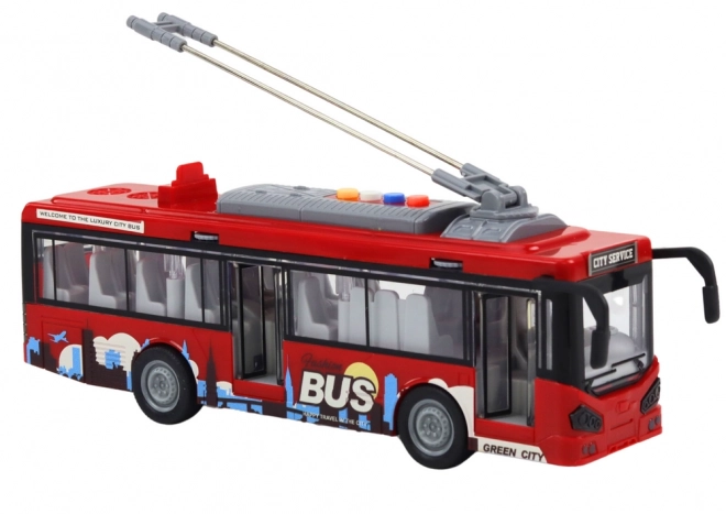 Trolejbus 1:16 Luči Zvoki Pogon Rdeča